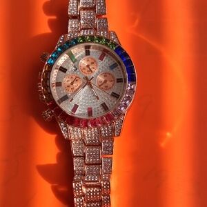 Source Unknown Silver Rainbow Crystal Watch